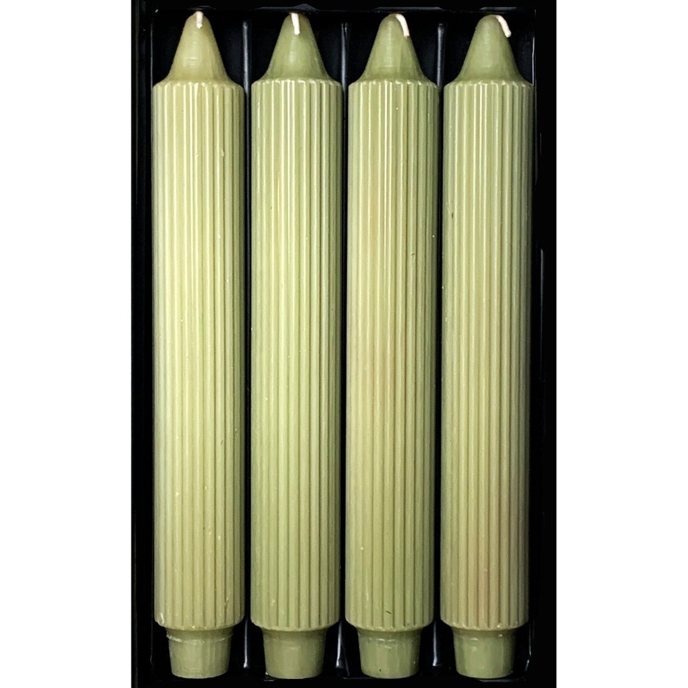 Root Grecian Premium Collenette Beeswax Candles 9" Sage Green Boxed Set of 4 NOS